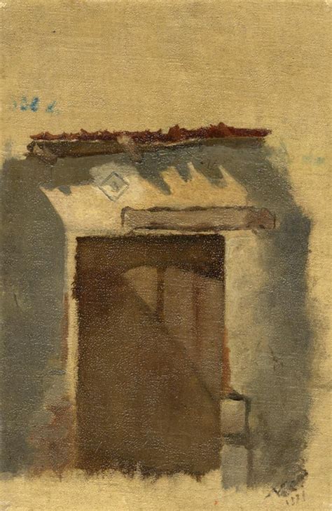 An Oil Painting Of A Doorway With A Chair