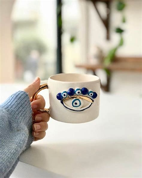 Evil Eye Coffee Cup Ml Keramik Kaffee Tasse Handmade Etsy