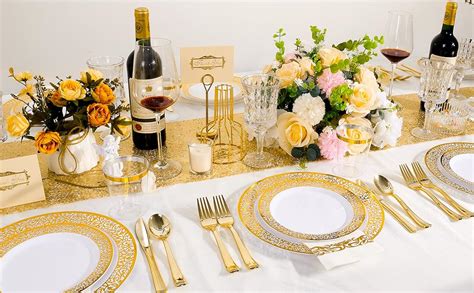 Amazon Bellsal Piece Gold Plastic Dinnerware Set For Guest