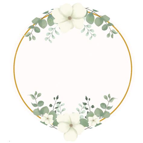 Circle Frame Flower Green Frame Wreath Flower Sage Green Border Sage