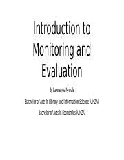 Introduction To Monitoring And Evaluation Pptx Introduction To