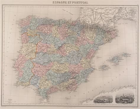 SPANIEN Und PORTUGAL Karte Espagne Et Portugal Gesamtkarte