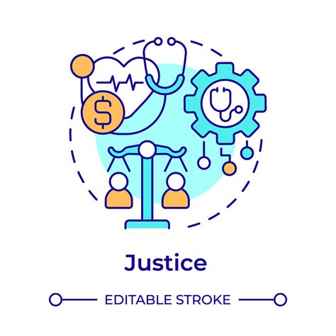 justicia multi color concepto icono. principio de bioética. igualdad en