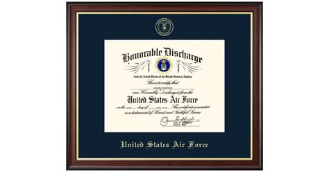 US Air Force Honorable Discharge Certificate Frame In Studio Gold