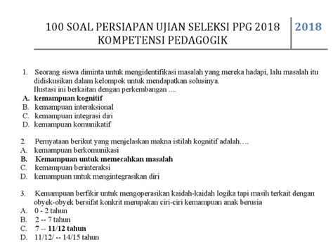 Contoh Soal Pedagogik Sd Dan Kunci Jawaban Images