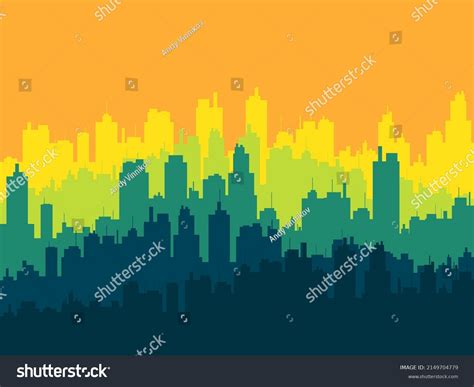 City Sunset Summer Heat City Outlines Stock Vector Royalty Free