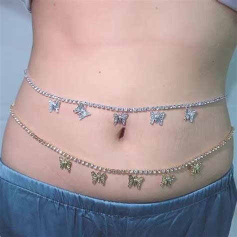 Luxury K Gold Plated Butterfly Waist Belly Chain Bling Shiny