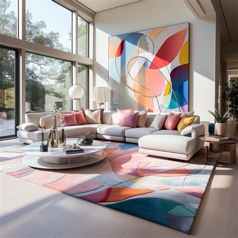 Premium AI Image | Precise Lines and Layered Patterns in Living Room Carpet