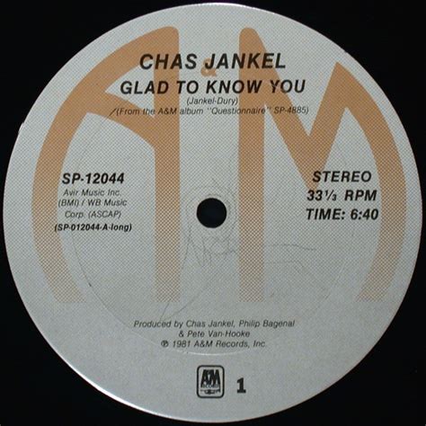 Chas Jankel Glad To Know You Vinyl 12 33 ⅓ RPM 1981 r51292