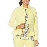 DG2 By Diane Gilman Ruffled Hem Classic Stretch Denim Jacket 9274030