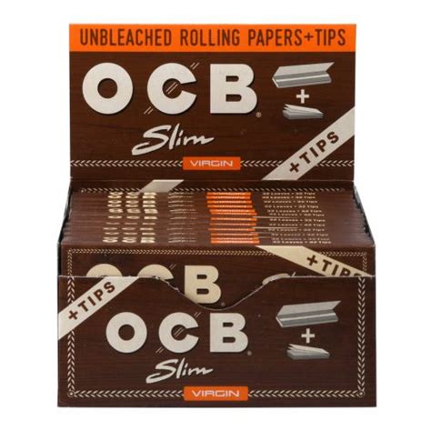 OCB Virgin Rolling Papers Slim Papers Tips 24ct Box Epic Wholesale