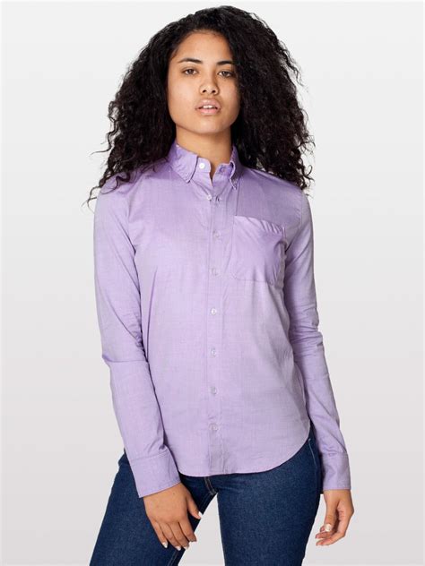 Unisex Pinpoint Oxford Long Sleeve Button Down Shirt With Pocket Long