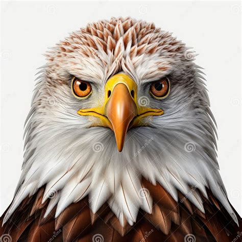 Realistic Bald Eagle Head Portrait In Hyper Detailed Style Stock