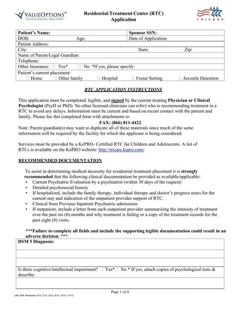 Tricare Rtc Application ≡ Fill Out Printable Pdf Forms Online