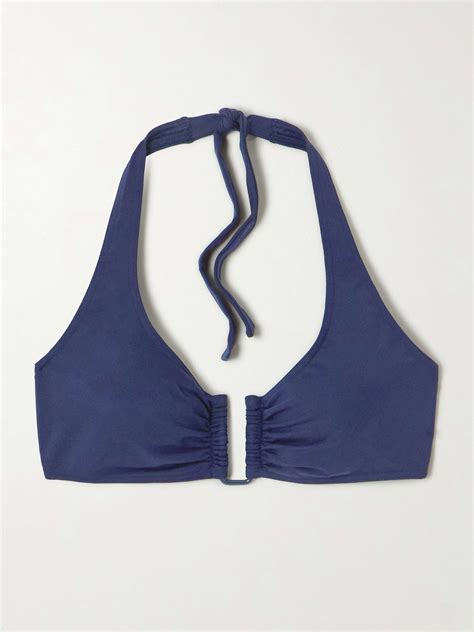 Navy Les Essentiels D Dicace Embellished Triangle Bikini Top Eres Net A Porter