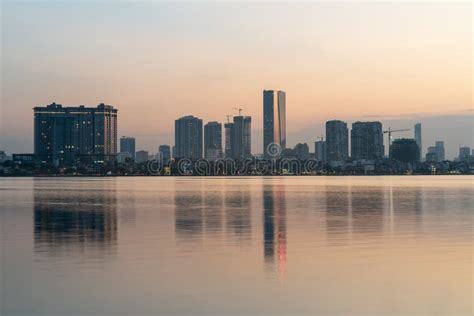 Hanoi Cityscape At Twilight At West Lake Ho Tay Stock Photo Image Of