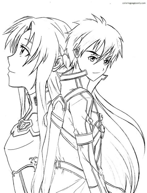 Dibujo De Sao Kirito Y Asuna Para Colorear Dibujos Para Colorear