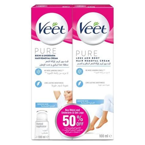 Veet Pure Bikini And Underarm Hair Removal Cream Ml With Legs And Body Hair Removal Cream
