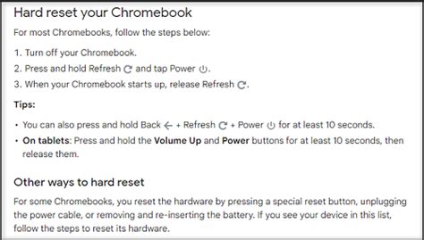 Hp Chromebook Notebook Pcs Standard Method To Perform A Hardware Reset Hp® Support