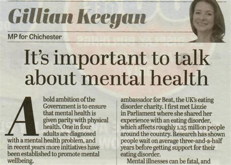 It's important to talk about mental health - Chichester Observer | Gillian Keegan