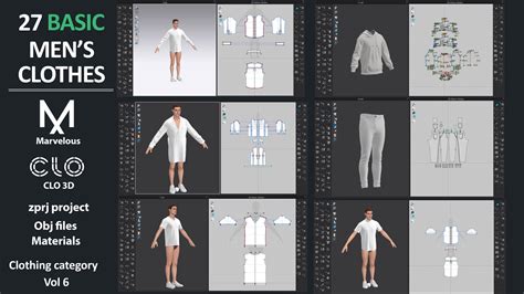 Artstation 27 Basic Mens Clothes Pack Marvelous Designer Clo3d