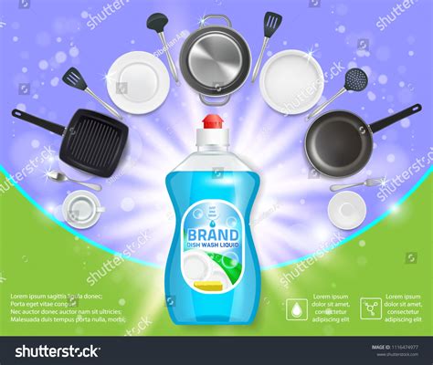 Dishwashing Liquid Products Advertising Poster Vector Stock Vector Royalty Free 1116474977