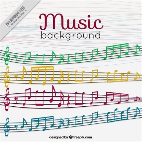 Fondo De Pentagramas Y Notas Musicales De Colores Vector Gratis