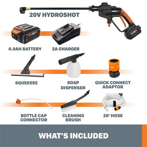 Worx Hydroshot 20v Cordless Portable Power Cleaner Kit W Accessories