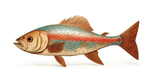 Premium Photo Colorful Woodcarving Fish Sculpture On White Background