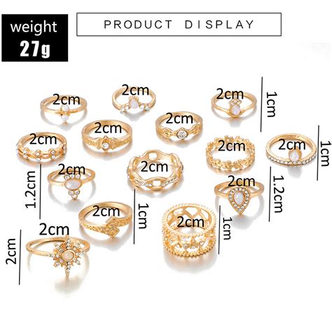 New Diamondset Ring 14 Piece Set Ring Bracelet Sixpointed Star Joint