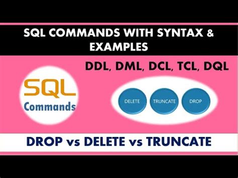 SQL Commands With Syntax Examples Drop Vs Delete Vs Truncate DDL