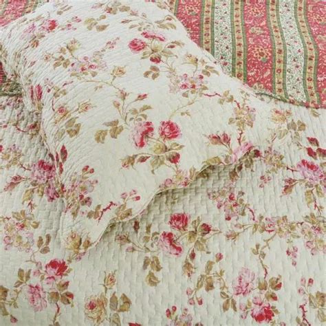 Cozy Line Home Fashions Vintage Floral Rose Chintz 3 Piece Khaki Pink