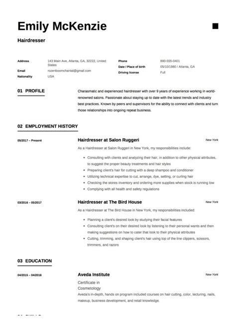 Emily McKenzie Resume Hairdresser 17 Resumeviking