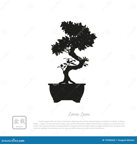 Black Silhouette Of A Bonsai On A White Background Detailed Image