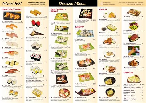 Menu at Miyabi Japanese Restaurant, Wellington