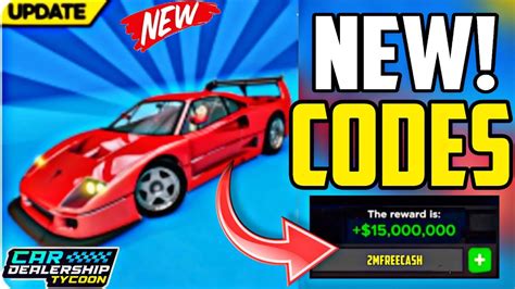 All New Working Codes For Car Dealership Tycoon November Roblox