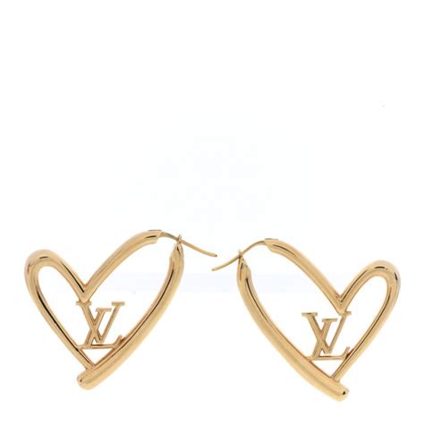 Louis Vuitton Metal Fall In Love Hoop Earrings Gm Gold 1051664