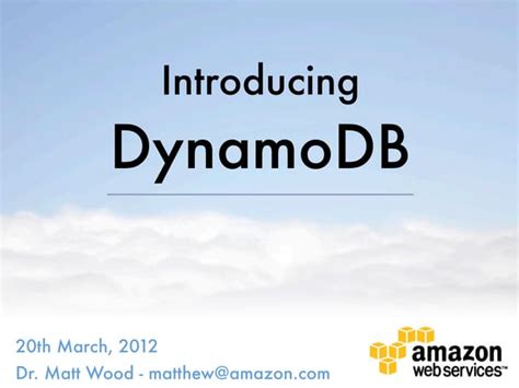 Webinar Introduction To Amazon Dynamodb Ppt