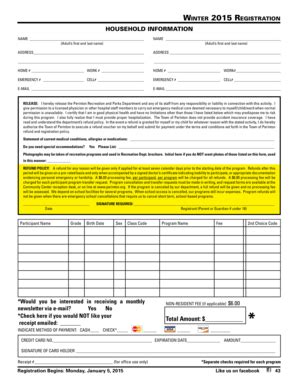 Fillable Online Perinton Winter Program Registration Form Perinton