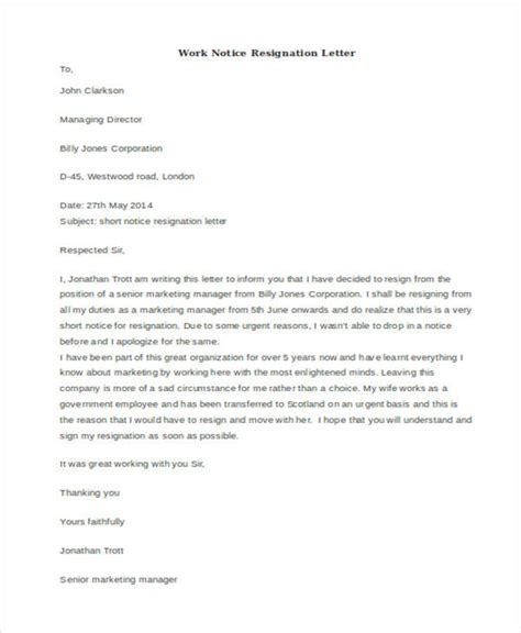 Letter Of Resignation Exle Australia Infoupdate Org