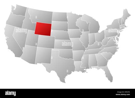 Political Map Of United States With The Several States Where Wyoming Is