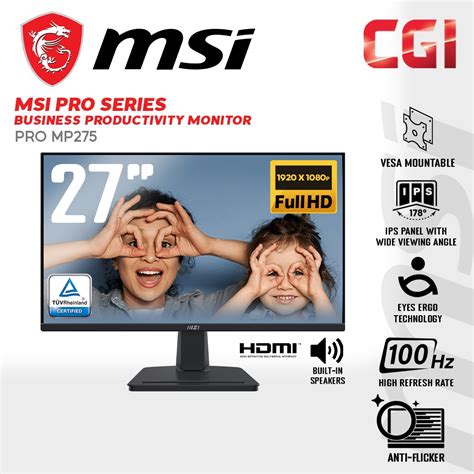 MSI 27 Pro MP275 IPS FHD Adaptive Sync 100Hz 1ms EyesErgo Speaker