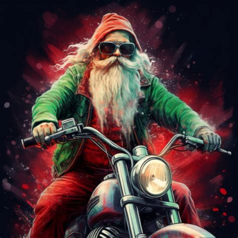 Biker Santa Clipart, 4 High Quality PNG, Digital Download, Card Making, Mixed Media, Digital ...