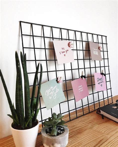 Black Metal Grid Wall Panel Home Office Notice Board Grid In 2020