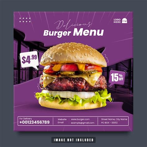 Premium Psd Delicious Burger Food Menu And Restaurant Flyer Promotion