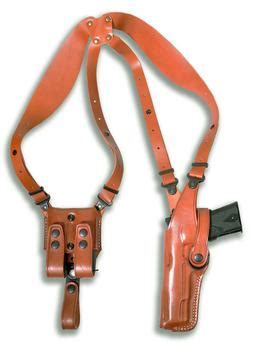 Premium Leather Vertical Shoulder Holster System Double Mag