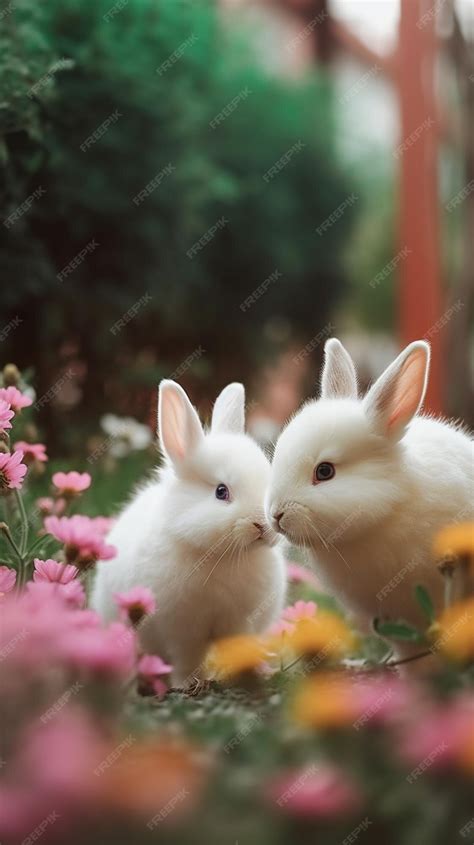 Premium AI Image | A rabbit and a rabbit in a garden