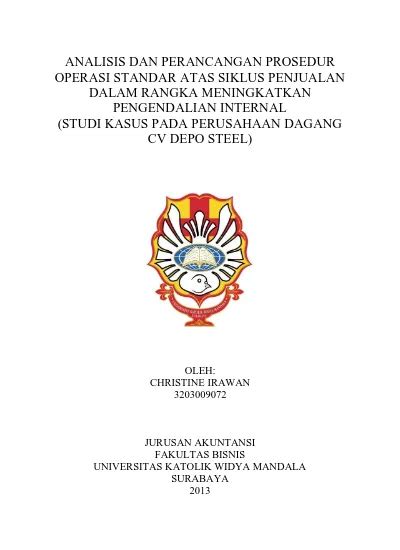 Analisis Dan Perancangan Prosedur Operasi Standar Atas Siklus Penjualan