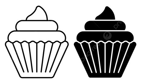 Cupcakes Silhouette Vector Png Linear Icon Cupcake Cream Brownie