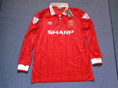 Retro Manchester United Home Shirt Cantona Umbro Long Sleeve